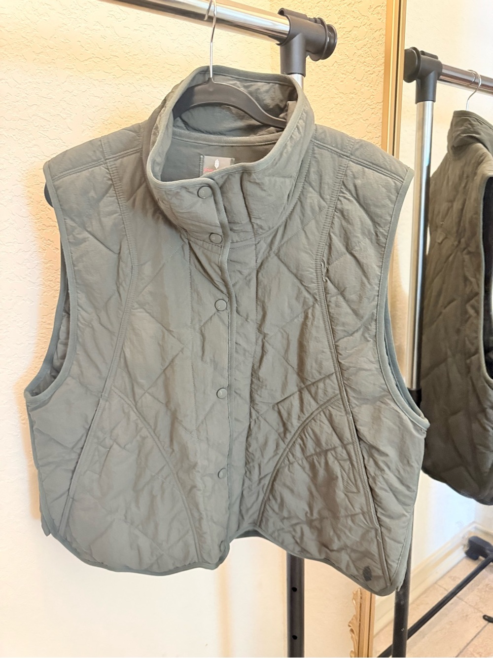 FP movement Quilted Scalloped Funnel Neck Vest size L